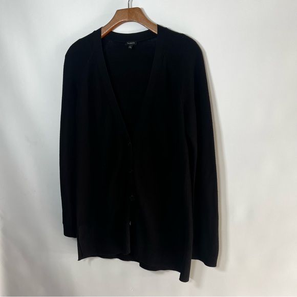 Tailbots Oversized Black V-Neck Button-Front Cardigan Minimal Chic Cozy Capsule - Picture 3 of 8